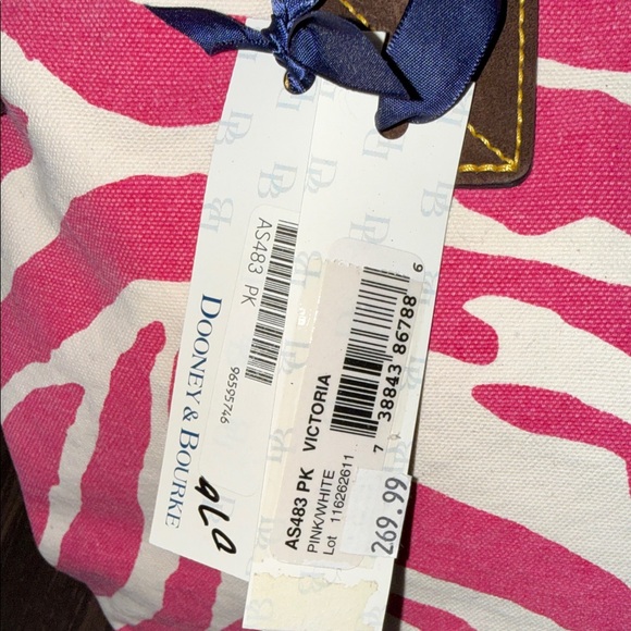Dooney & Bourke denim Zebra  Tote pink and white - Picture 5 of 16
